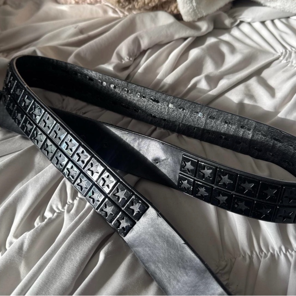 Vintage Y2K black Star-Studded Leather Belt